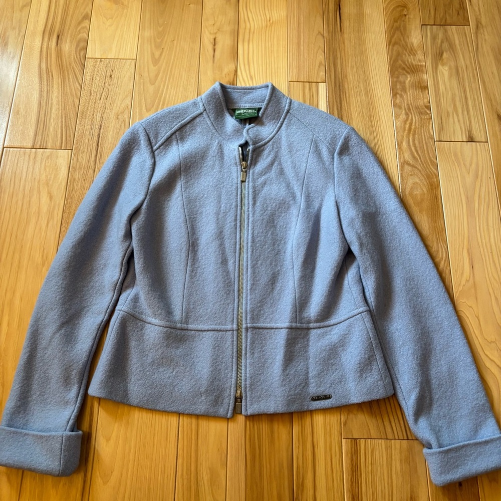 Geiger Austria Wool Periwinkle Blue Front Zipper Jacket
